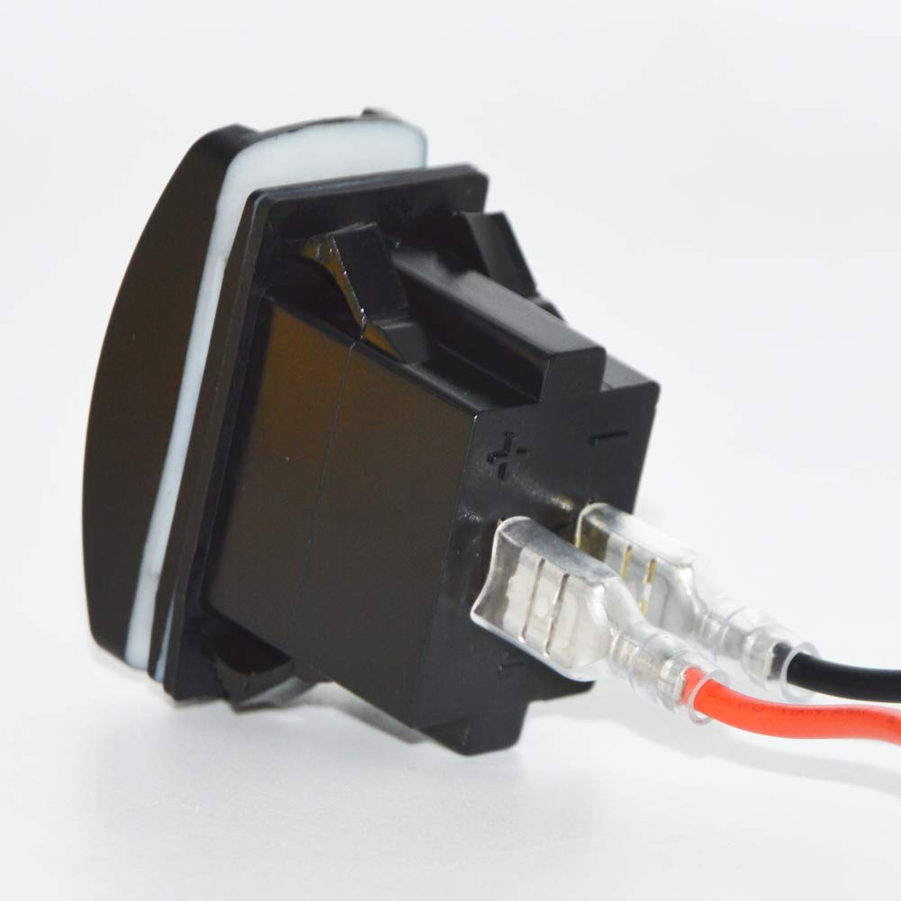 Dual Usb Charger Rocker Switch Blue Backlit 12V-24V Compatible With Utv Polaris Ranger Rzr Xp Turbo Can Am Commander Maverick X3