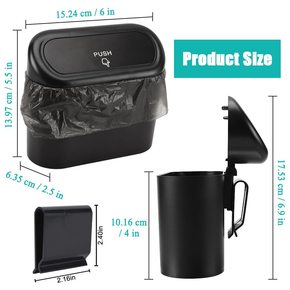Accmor Car Trash Can With Lid, Leakproof Vehicle Garbage Organizer Holder Bin With 60 Pcs Trash Bags, Mini Auto Dustbin Interior