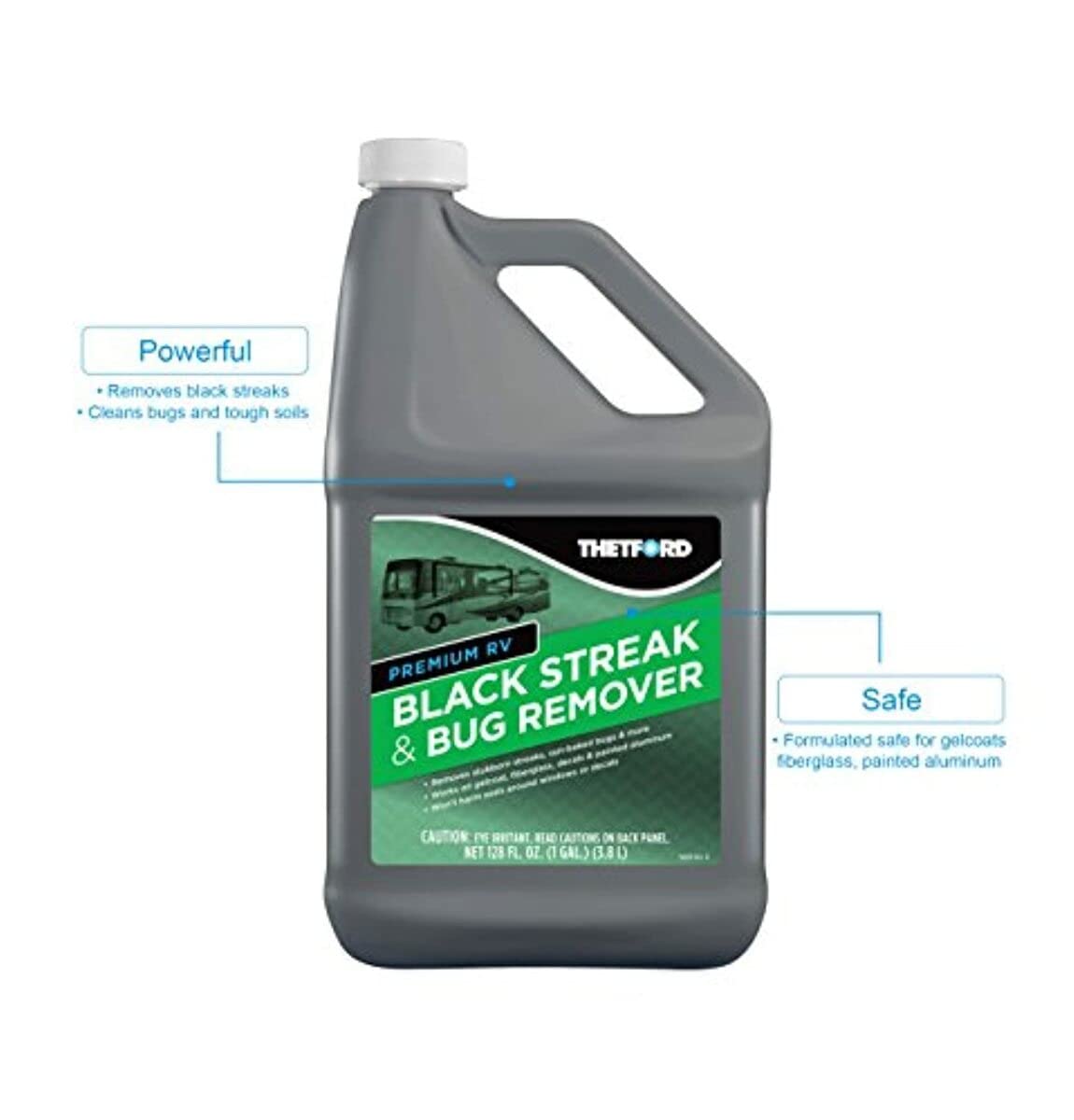 THETFORD Premium RV Black Streak and Bug Remover - Black Streak Cleaner for RVs/Boats/Cars/Trucks/Vans/Motorcycles - 1 Gallon 32511