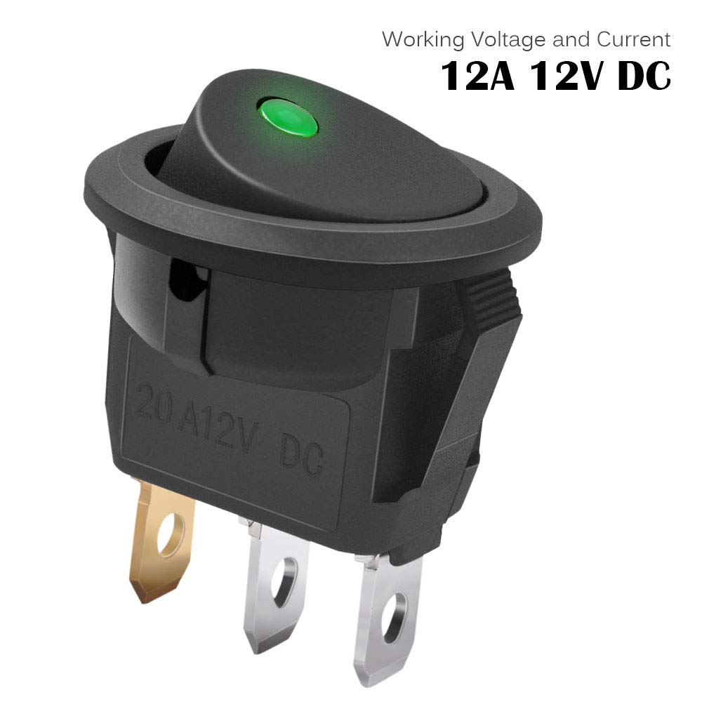 AutoEC 3pc Rocker Toggle Switch Set with Green Light - On/Off Control for Car/Truck - 12V, Yellow