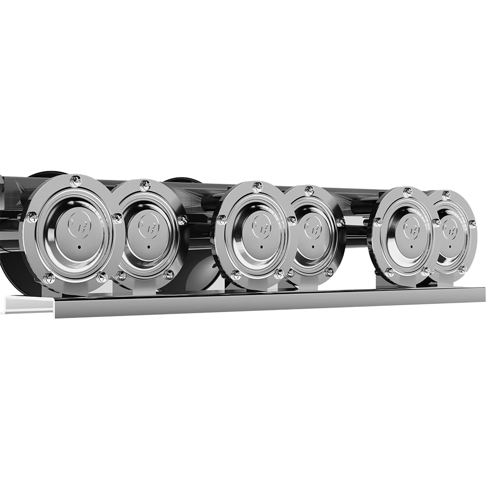 Basuri® Musical Air Horn | 12/24 Volt | 130 Db | Version (Baby Shark 1.0) 31 Super Loud Melodies (Sounds) 6 Pipe (Trumpets) With Turbo Controller For Bus, Truck And Heavy Duty Vehicles