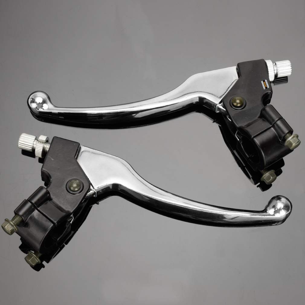 Hiaors Silver Left Right 7/8'' 22Mm Clutch Brake Handle Levers Perch For Honda Xr80 Xr100 Crf70 Crf70F Crf80 Crf100 Xr200R Crf45