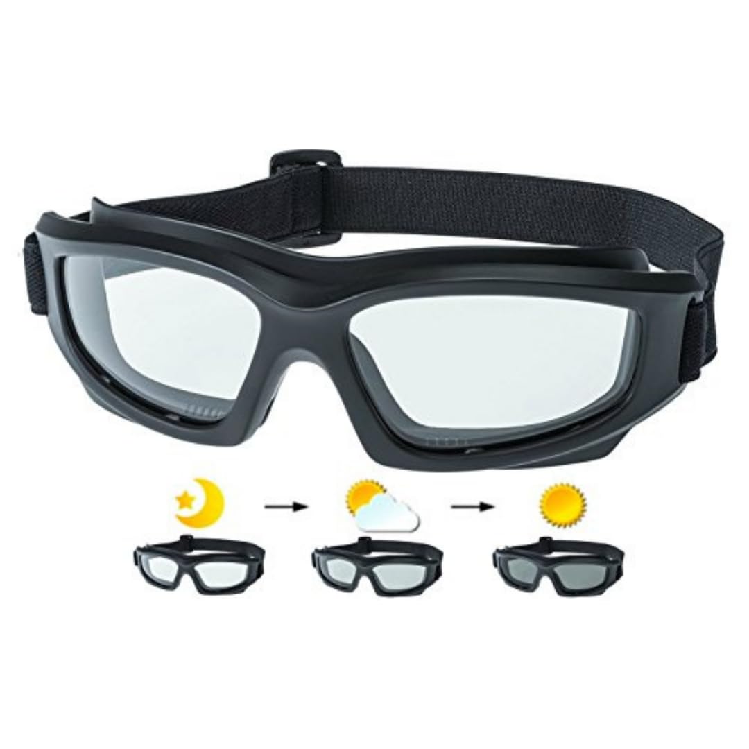 Get Lost Helmets Photochromic Motorcycle Goggles: Heavy Duty Riding Goggles No Foam Design W/Hard Case, Microfiber Cleaning Clot