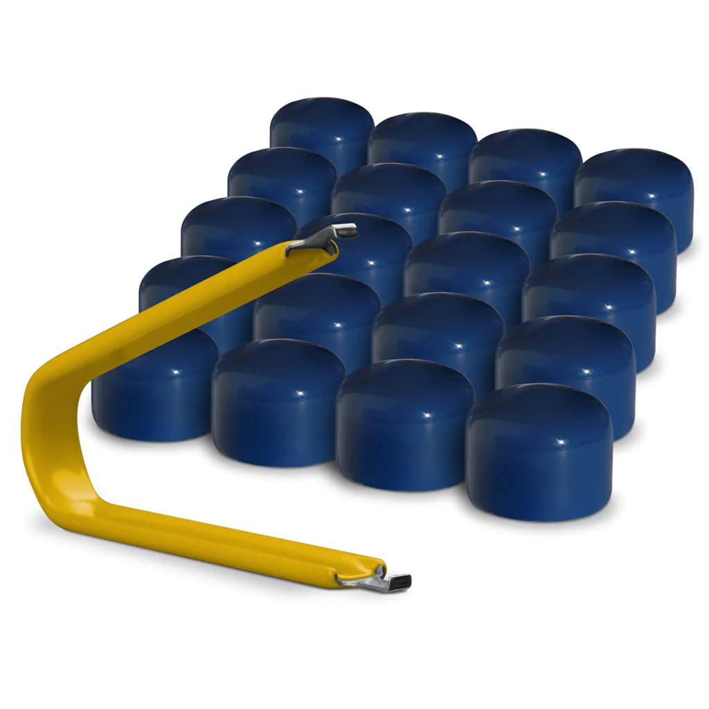 Colorlugs Vinyl Lug Nut Cover | Blue | Flexible Fit Wheel Lug Nut Cap | Fits 17 Mm | Pack Of 25 | Includes Deluxe Extractor | Made In The Usa