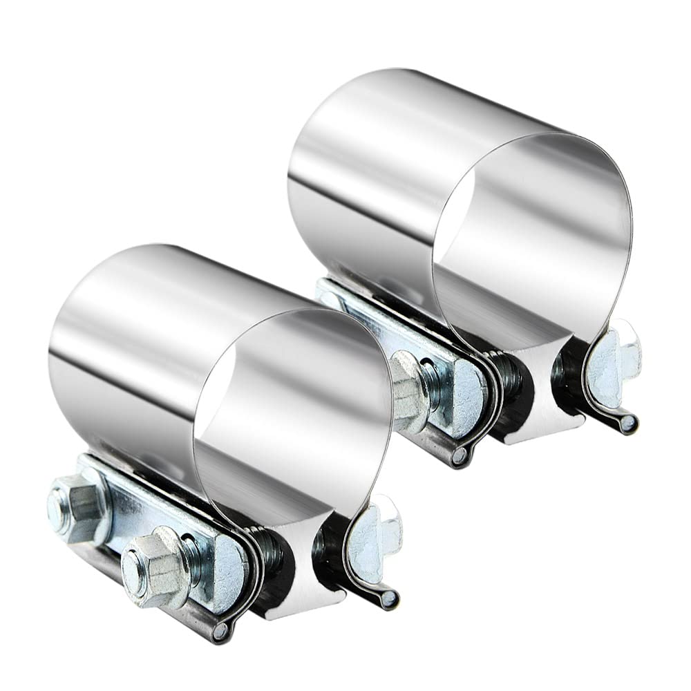 2'' 2.0 Inch Exhaust Clamp Butt Joint Band Clamp Sleeve Coupler Stainless Steel 2.0 Inch For Exhaust Pipes, Mufflers And Catalyt