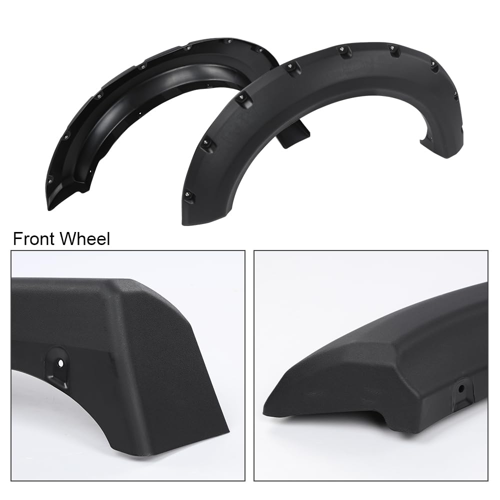 G-PLUS Pocket-Riveted Fender Flares for 2009-2014 Ford F150, Black, Polypropylene, Fits Styleside Beds 67"/78.8"/97.4"