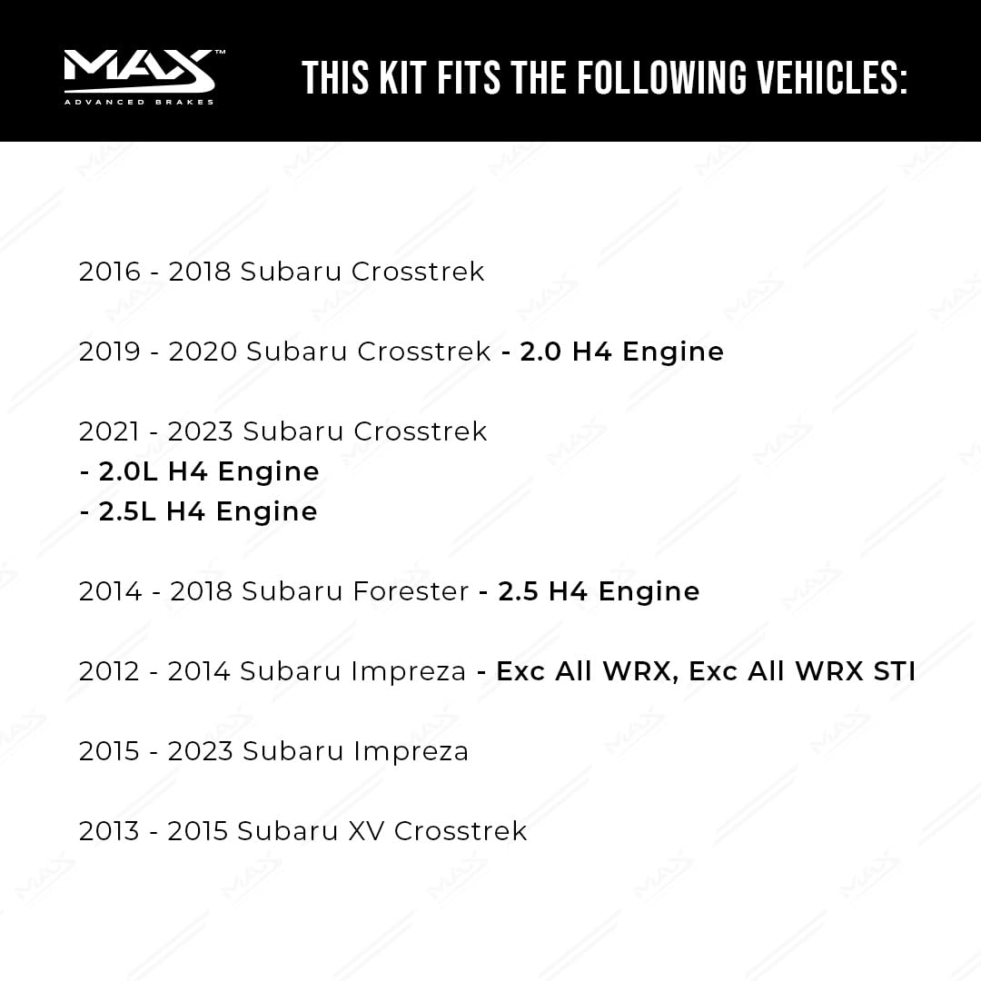 Max Advanced Brakes Rear Brake Kit For 2016-2021 Subaru Crosstrek 2014-2018 Forester 2012-2021 Impreza Replacement Cross Drilled Disc Brake Rotors And Ceramic Brake Pads