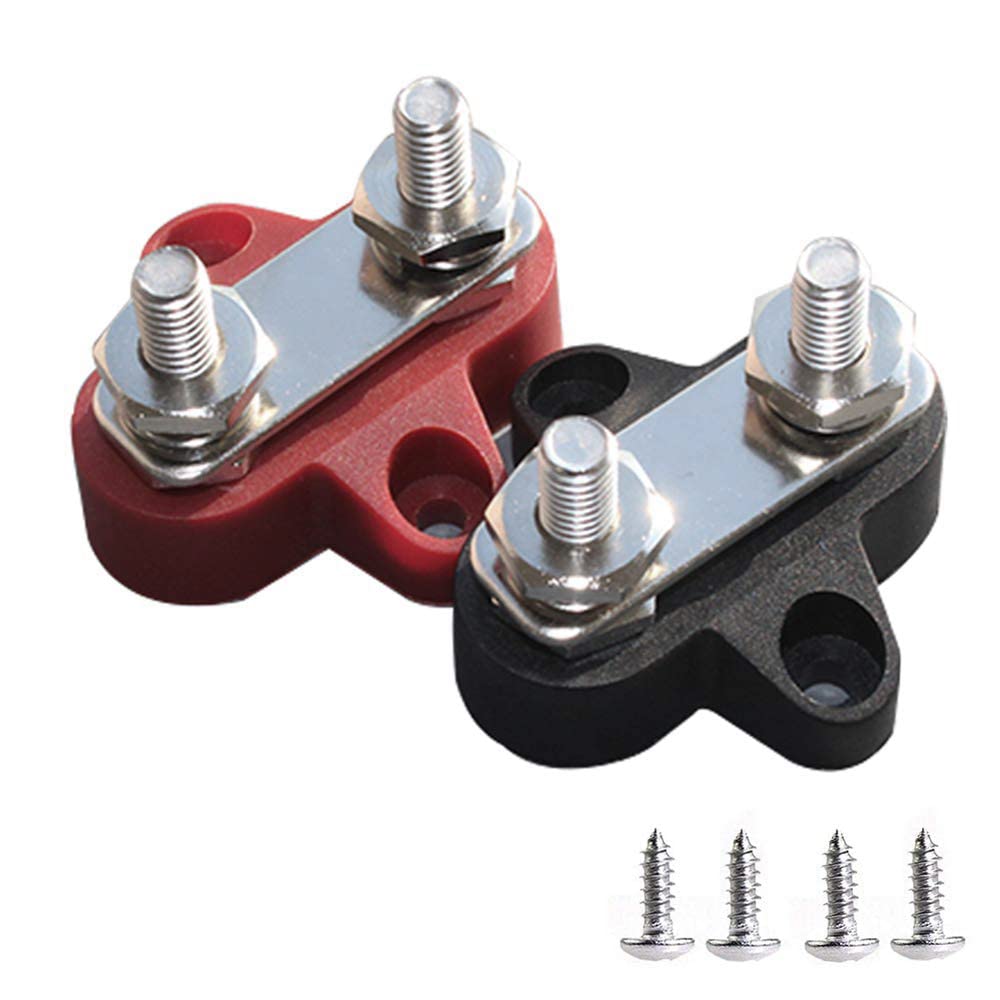 Heart Horse Bus Bar Terminal Block, Power Stud Battery Junction Post 1/4'' Power Distribution Block Positive Negative for Truck 