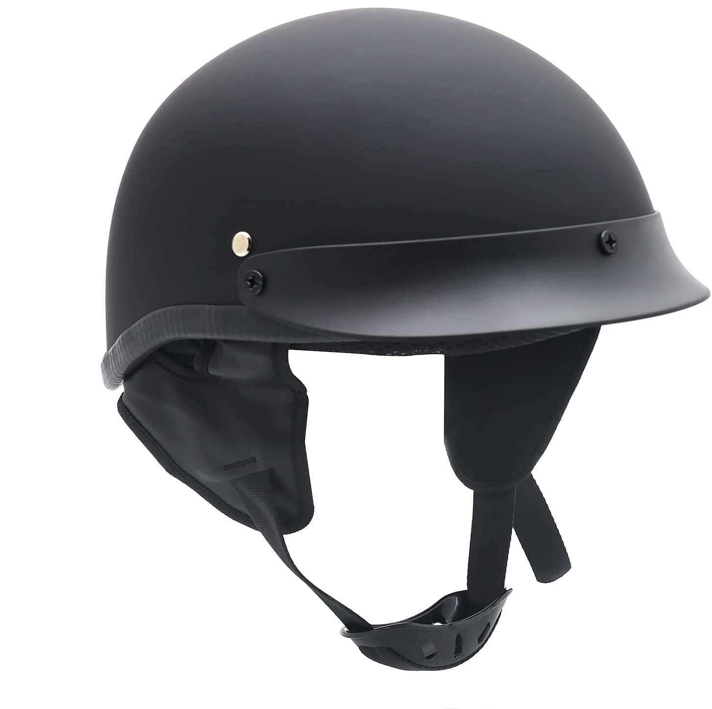 Httmt Mt506-001-M Dot Certified Matte Black Flat Black Compatible With Harley Davidson Half Face Helmet Chopper Cruiser Biker Si