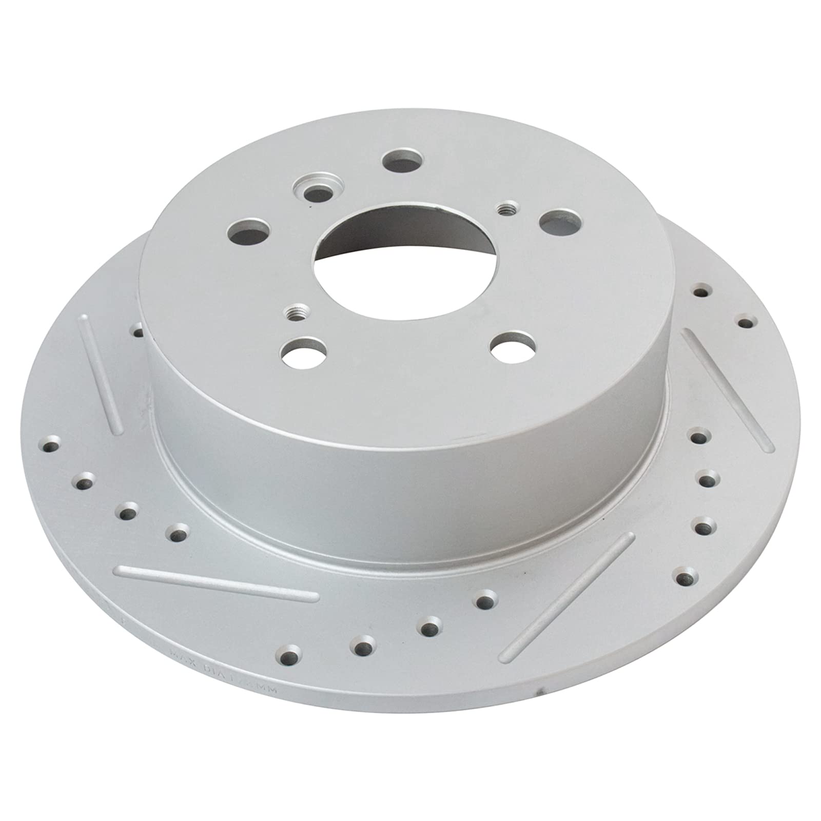 Trq Rear Performance Brake Rotors Set Solid Premium G-Coated Cross Drilled & Slotted Compatible With 2013-2018 Lexus Es300H Es35