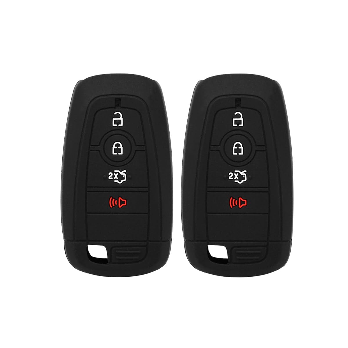 Suvnie 2 PCS Silicone Key Fob Cover, Smart 5 Button Key Fob Protection Case, Compatible with F150, F250, F350, F450, F550, Musta