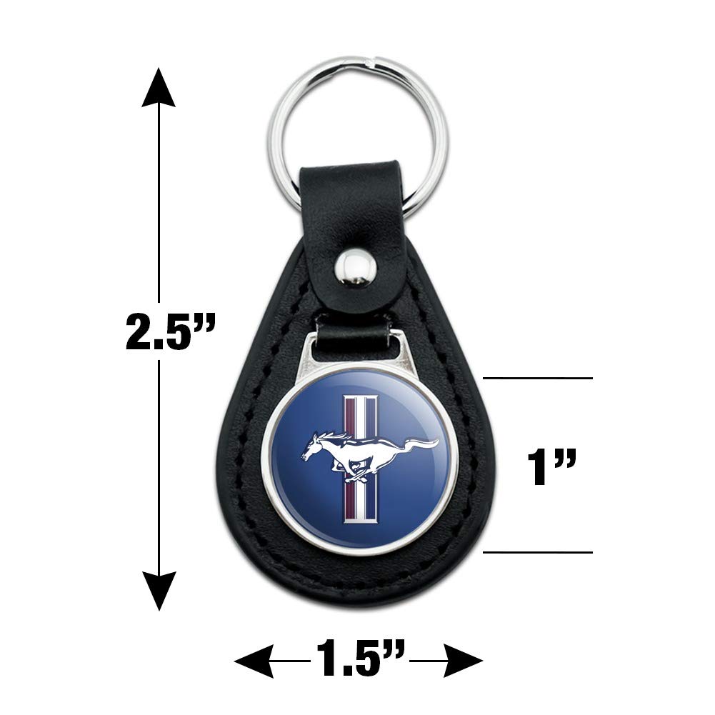 Graphics & More Black Leather Ford Mustang Logo Keychain