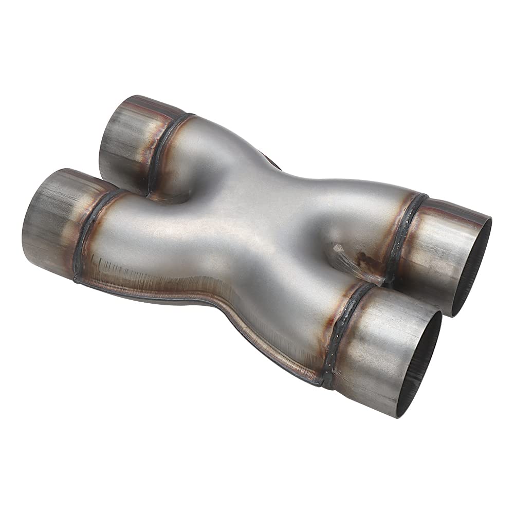 A-Karck Exhaust X Pipe Dual 3'' Inlet, 12'' Long Dual 3'' Outlet Stainless Steel X Pipe For Smoother Exhaust (Wide-Body)
