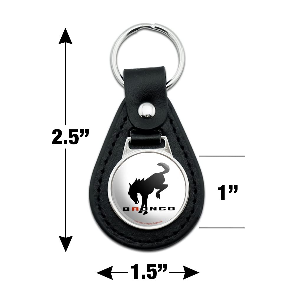 Graphics & More Black Leather Ford Buckin' Bronco Keychain