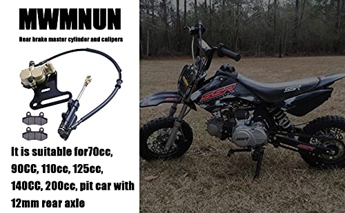 12Mm Rear Disc Hydraulic Brake Master Cylinder Caliper Compatible With 70Cc 90Cc 110Cc 125Cc 140Cc 150Cc Ssr Baja Apollo Taotao Coolster Roketa Sdg 107 Pitster Pro Atomik Sikk Chinese Pit Dirt Bike