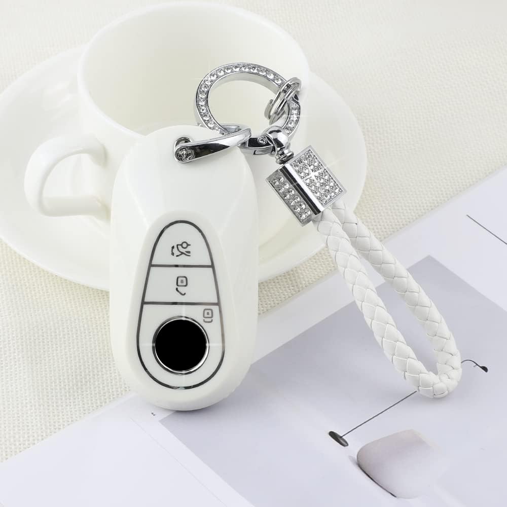 Pifoog Key Cover For Mercedes Benz Bling Keychain 3 Buttons Tpu Keys Fob Case Protector Accessories For 2021-2022 Mercedes-Benz