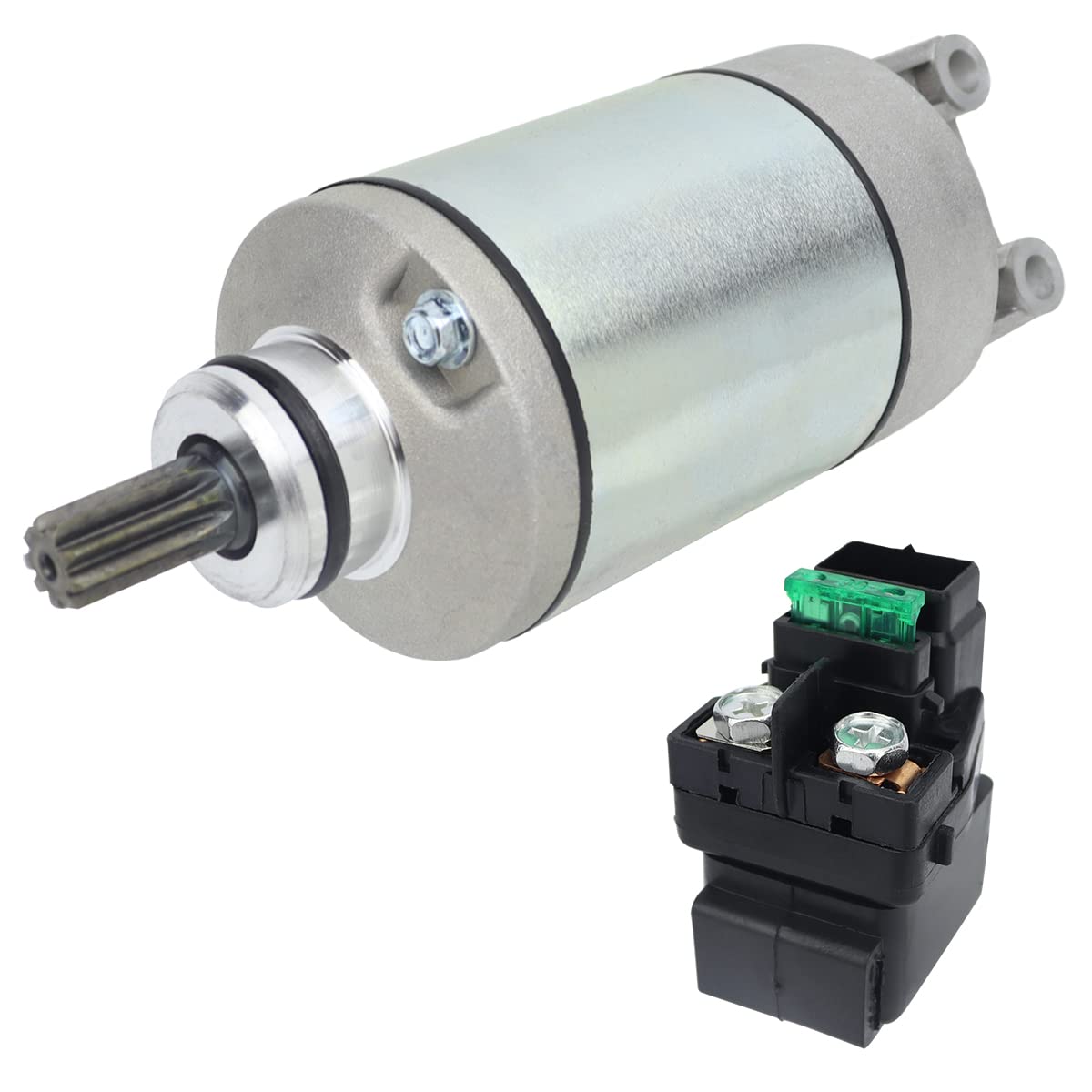 Soarider Starter Motor & Relay For Suzuki Lt-Z400 Lt-Z400Z Quadsport 03-08| Kawasaki Kfx400 Ksf400 03-06| Arctic Cat 400 Dvx 04-08, 18718 31100-29F00 21163-S004 3445-033 Smu0281