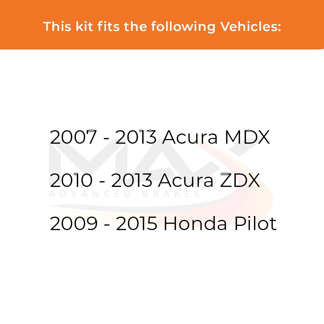 Max Advanced Brakes Front & Rear Brake Kit For 2007-2012 2013 Acura Mdx 2010 2011 2012 2013 Zdx 2009-2015 Honda Pilot Replacement Premium Oe Disc Brake Rotors And Ceramic Brake Pads