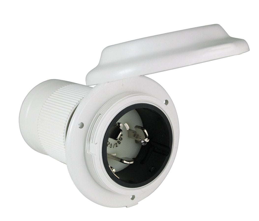 Marinco Parkpower 6344El-Brv White Contour Power Inlet With Stainless Steel Trim