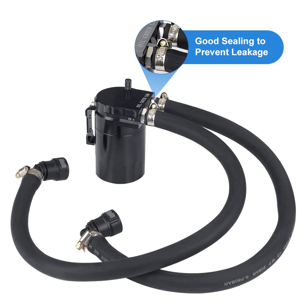 Jdmon Oil Catch Can, Passenger Side Oil Separator Compatible With Ford F150 2.7Eb 3.5Eb 5.0L Passenger Side 2011-2021, Expedition 3.5L Ecoboost 2018-2021, Raptor 3.5L Ecoboost 2017-2021, 350Ml Black