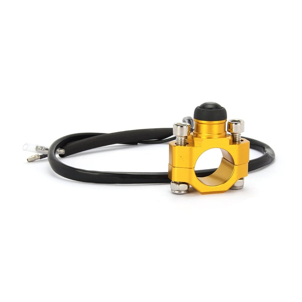Jfg Racing Cnc Universal Motorcycle Engine Stop Start Kill Switch Button With Mounting Backplate For Rmz250 Rmz450 Drz400 - Gold