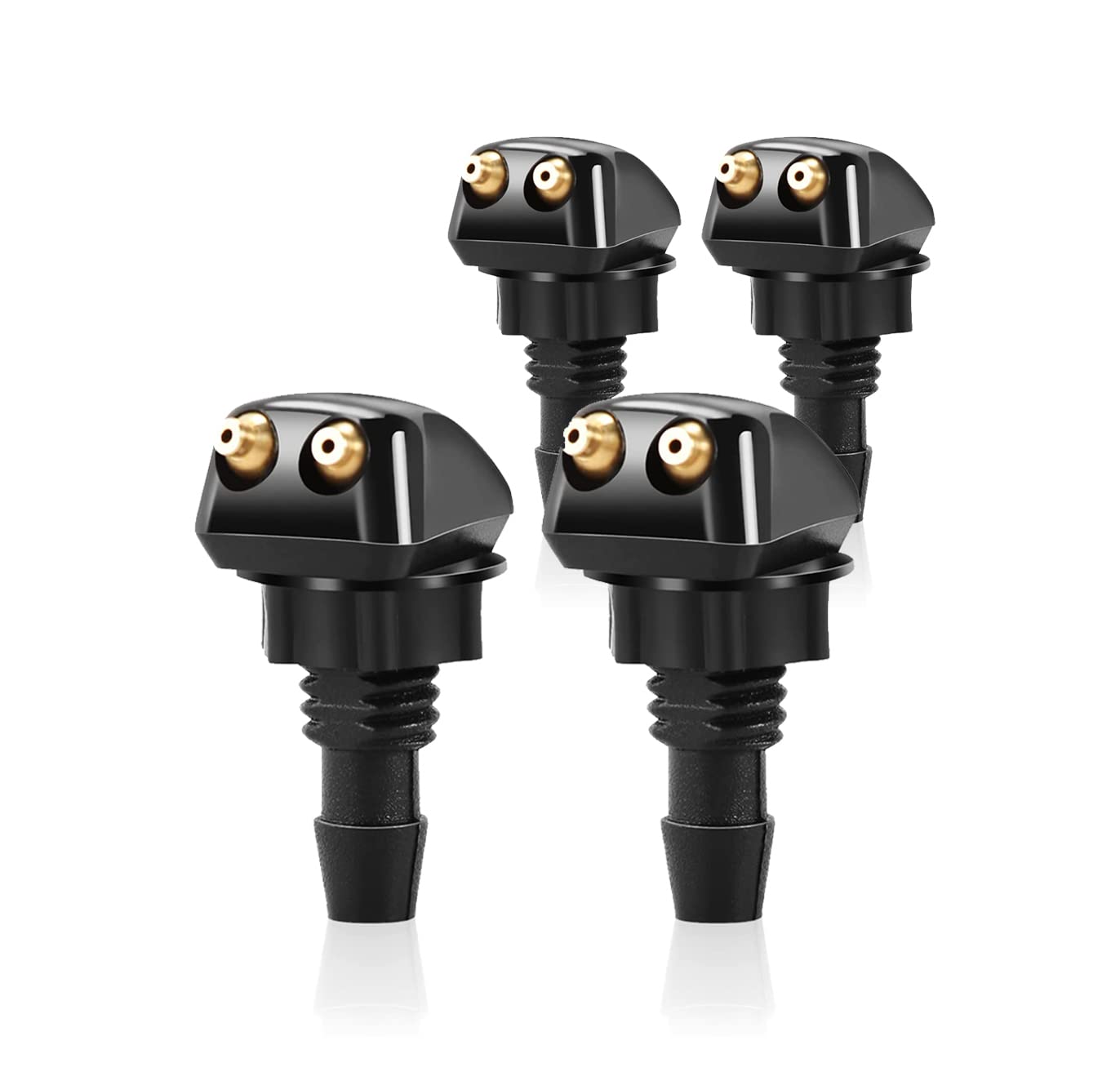 Jeseny 4 Pcs 8Mm 9Mm Front Windshield Washer Nozzle Sprayer Spurter Straight Pillar Truck Automotive Hood 4 Holes Compatible For Ford Honda Chrysler Subaru Bmw Buick Chevrolet Dodge (Black)