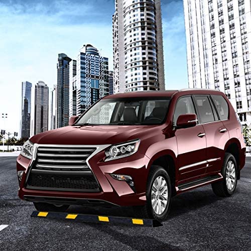 Zonetech Large Heavy Duty Rubber Parking Curb - 72    Premium Quality Auto Garage Wheel Stopper Professional Grade W/Yellow Refl