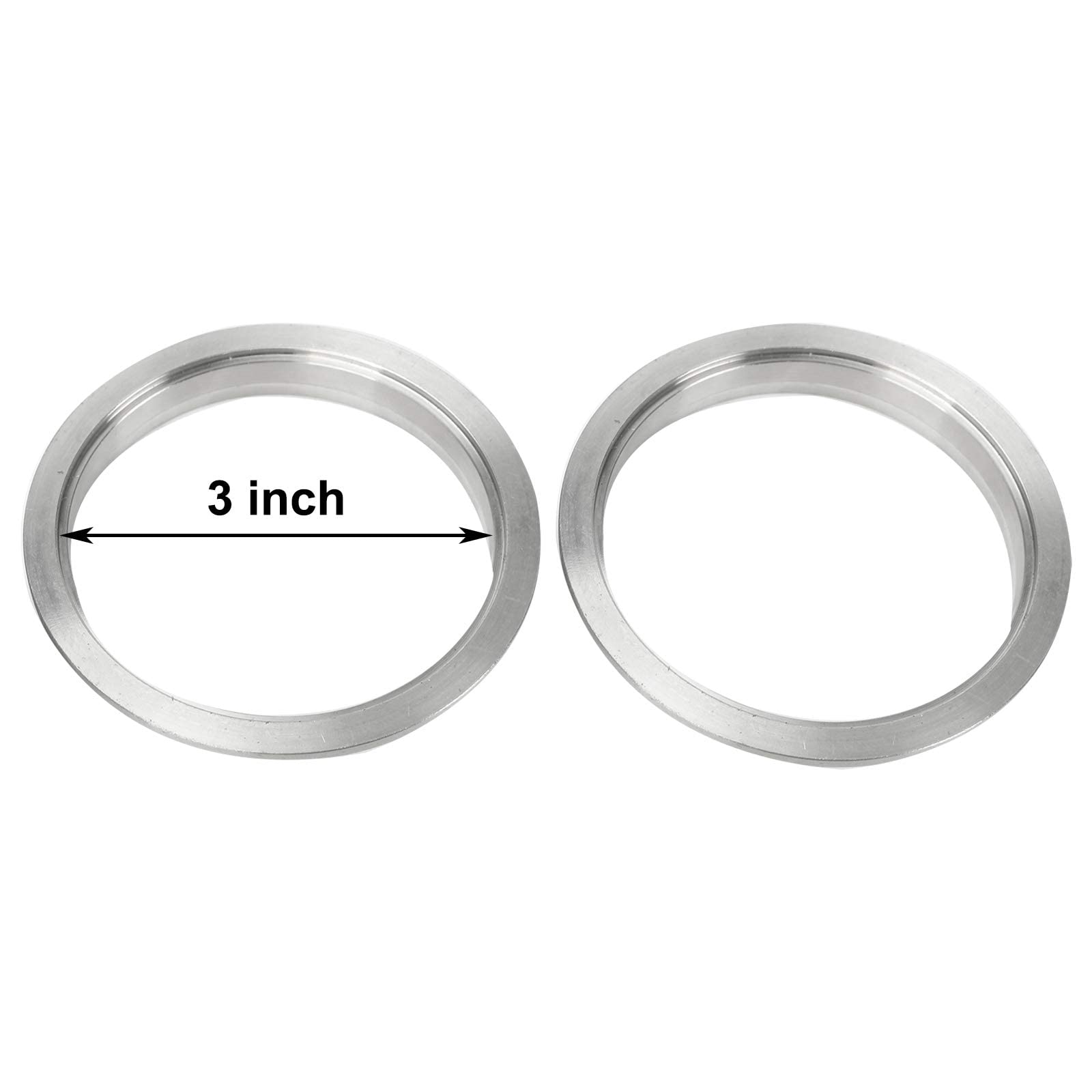 Blackhorse-Racing 3.5 Inch Stainless Steel V Band Bolt Clamp With 2 Male Female Flanges For Turbo Exhaust Systems 89Mm Ss V-Band Flange Kit