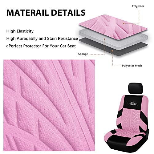 Autoyouth Car Seat Covers For Front Seats, Breathable And Washable Bucket Seat Covers For Cars, Truck, Suv, Vans Airbag Compatible Automotive Interior Covers, Pink