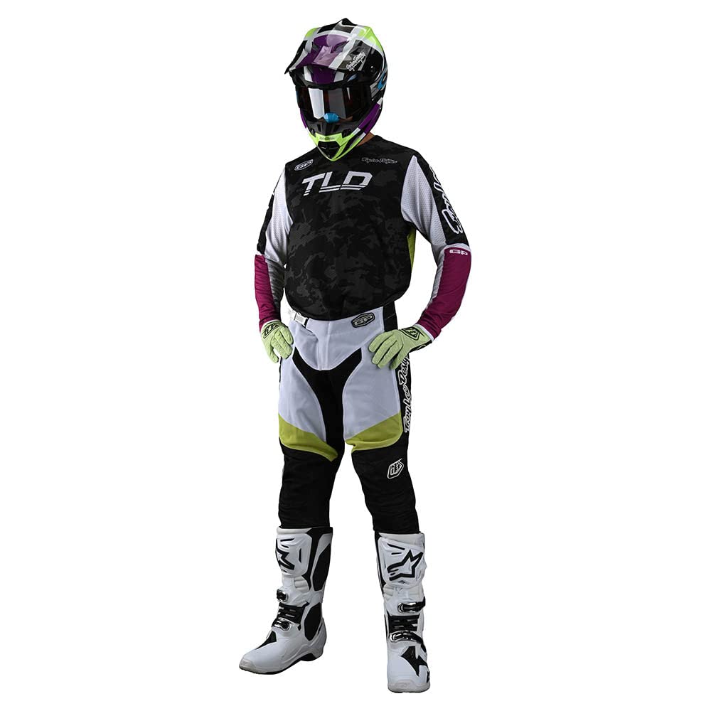 Troy Lee Designs GP Air Pant for Moto MX Motocross, Veloce Camo Black Glo Green, 32