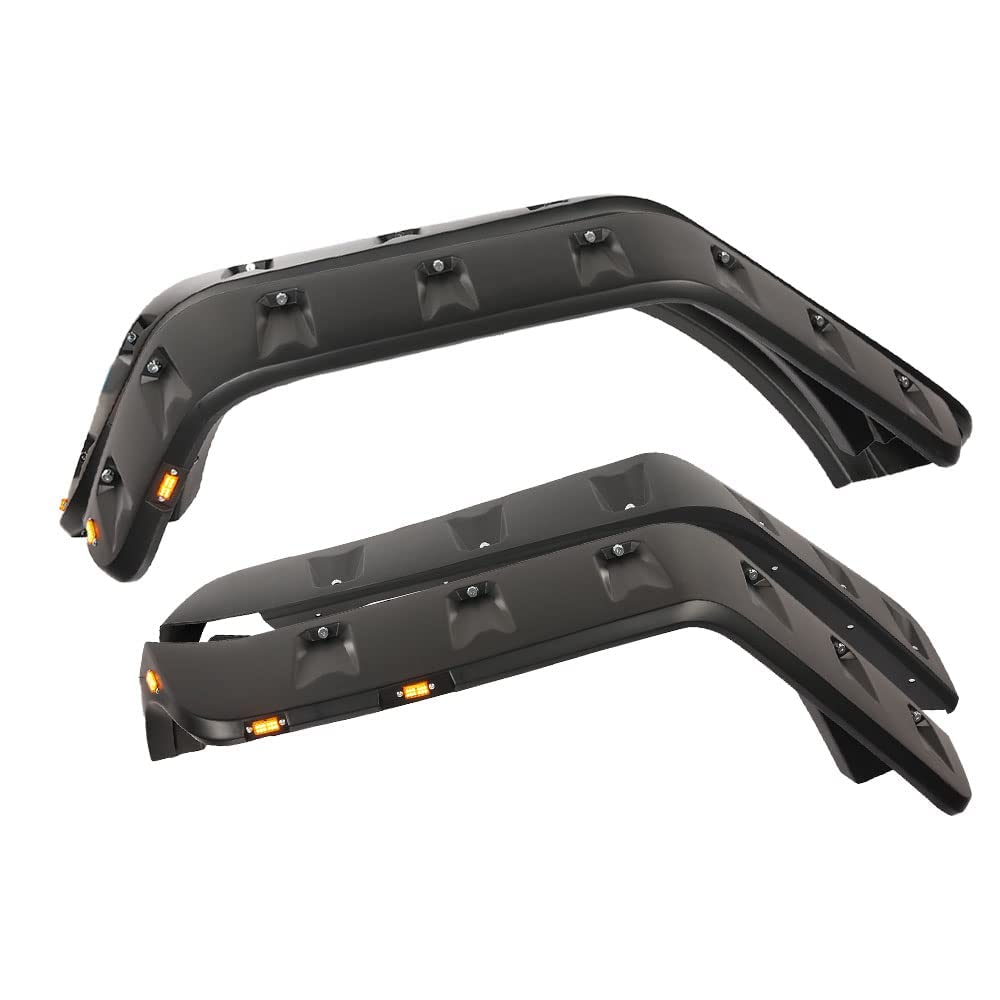 PIT66 Fender Flares With LED, Compatible With 2007-2018 Jeep JK Wrangler 2/4 door Model, Unlimited, Rubicon Unlimited Smooth Mat