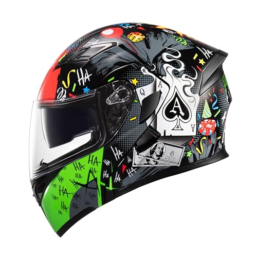 KYPARA Modular Full Face Helmet, Dual Visor, DOT Certified, Medium, Multi-Color - Ideal for Motorcycles, Stylish Impressionism Design
