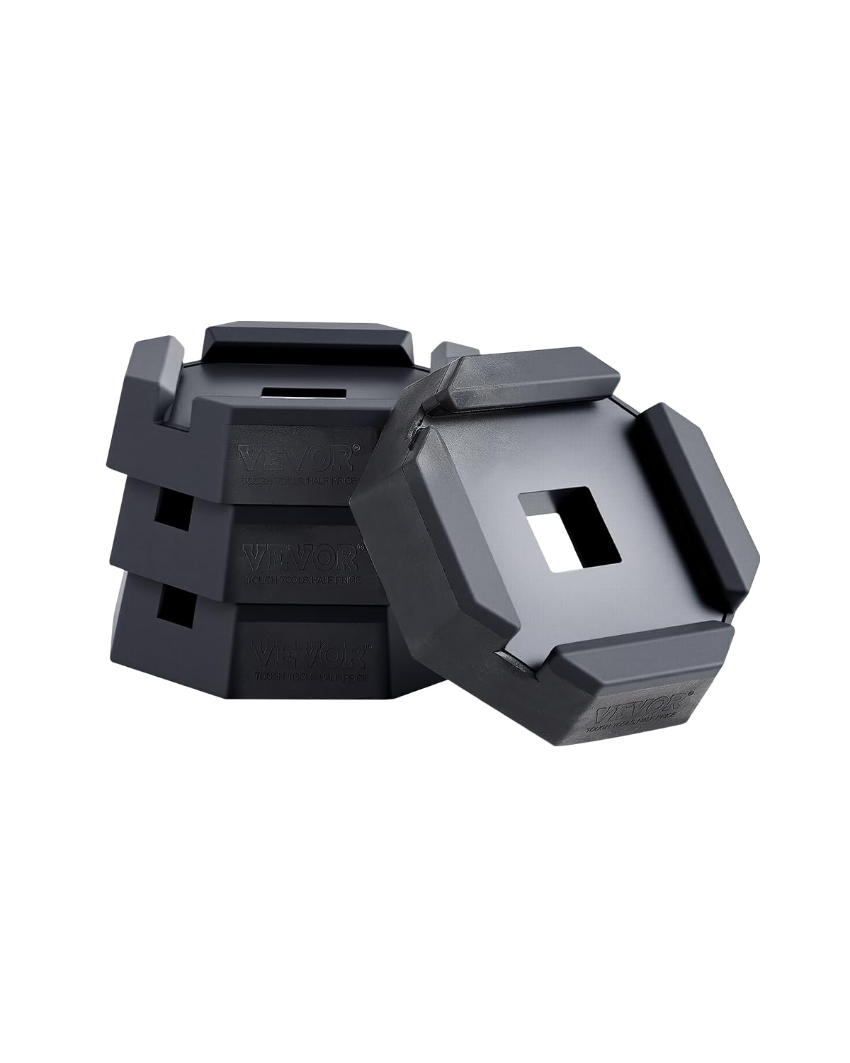 VEVOR RV Leveling Pads, 4-Pack Rubber Trailer Jack Pads, Each with 5000 lbs Capacity, Jack Stabilizer Pad with Large Surface Are