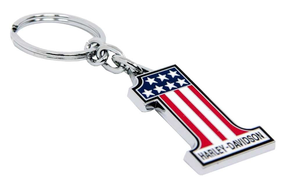 Harley-Davidson Keychain - Colored Bar & Shield Fob Holder, Silver, 1.25" x 4", Model HDKD153