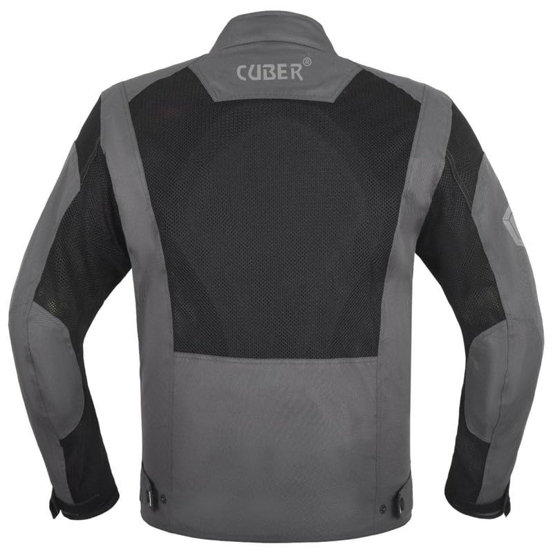 CUBER HI VIS BREATHABLE MESH MOTORCYCLE JACKET RIDING MENS CE ARMOR BIKERS RACING GEAR, DUAL SPORTS PROTECTIVE (GREY, SMALL)