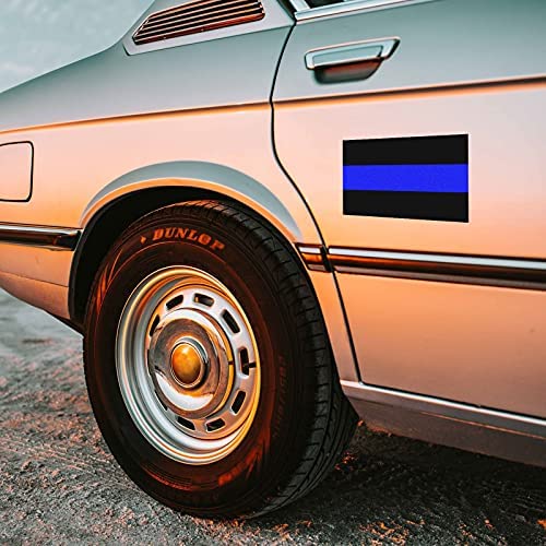 3 Pack Reflective Police Thin Blue Line Bumper Decal Stickers 4' x 2.6' | Compatible with Cars & Trucks, Honoring Police Law Enforcement Vinyl Window Laptop Tape