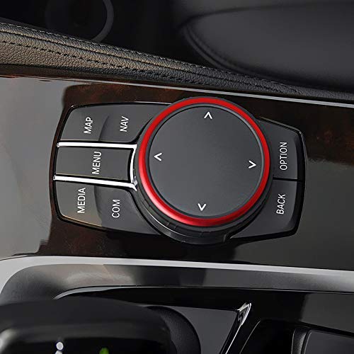 DEMILLO 1pc Aluminum Ring for BMW 1 2 3 4 5 6 7 Series X3 X4 X5 X6 Center Console iDrive Multimedia Controller Knob (red)