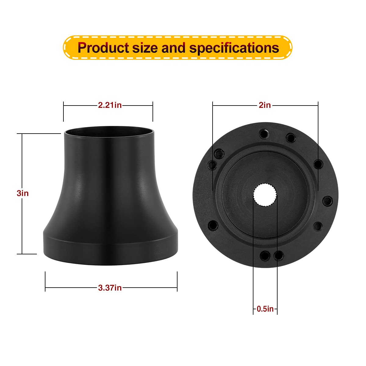 Golf Cart Steering Wheel Adapter For Yamaha 5 Or 6 Holes Steering Wheels (Including Installation Tools)