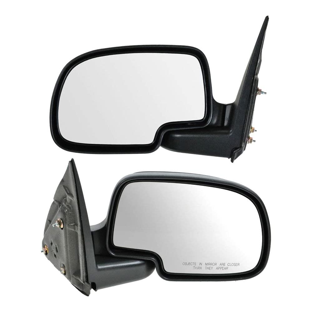 Trq Driver & Passenger Side Mirror Set Manual With Textured Housing With Textured Black Housing Compatible With 99-07 Chevrolet