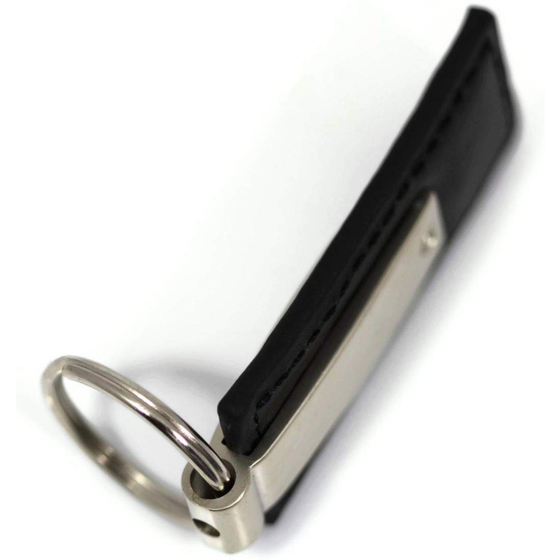 Au-Tomotive Gold Rectangular Leather Key Chain For Ford Mustang (Black)