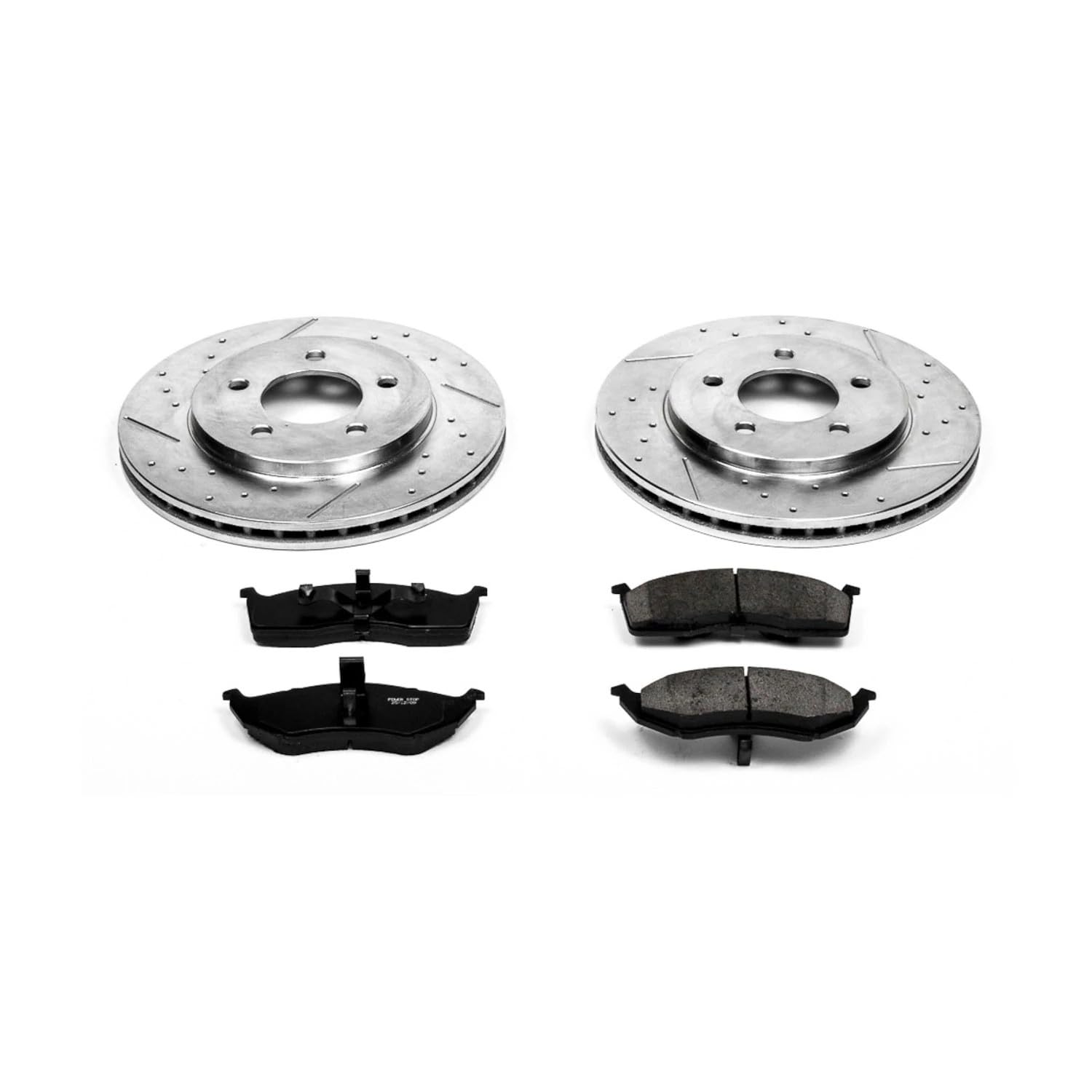 Power Stop K2140 Front Z23 Carbon Fiber Brake Pads With Drilled & Slotted Brake Rotors Kit