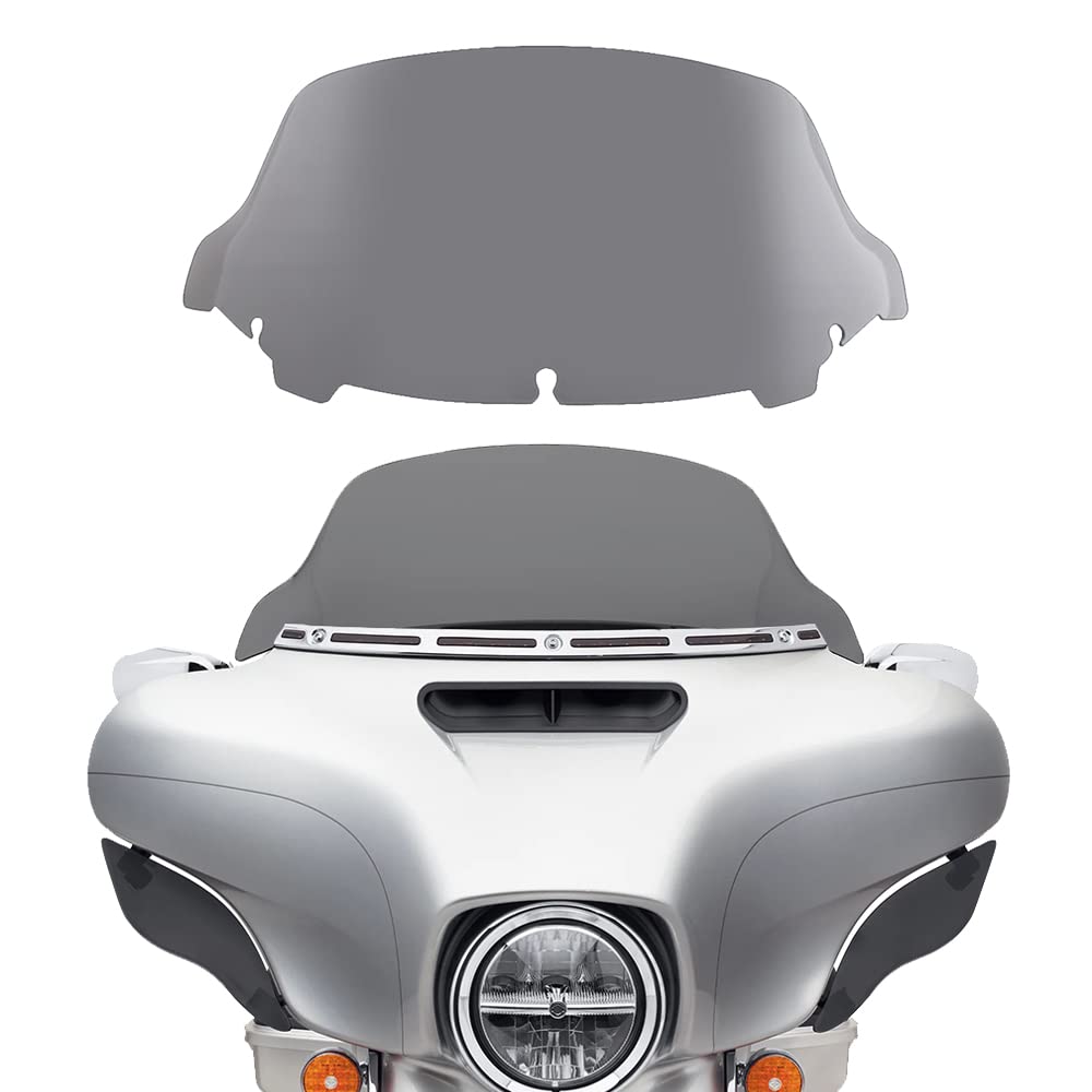 WYNMOTO 10.5'' Smoke Wave Windshield Windscreen Wind Splitter Compatible for 2014-2023 Harley Davidson Touring Street Glide Elec
