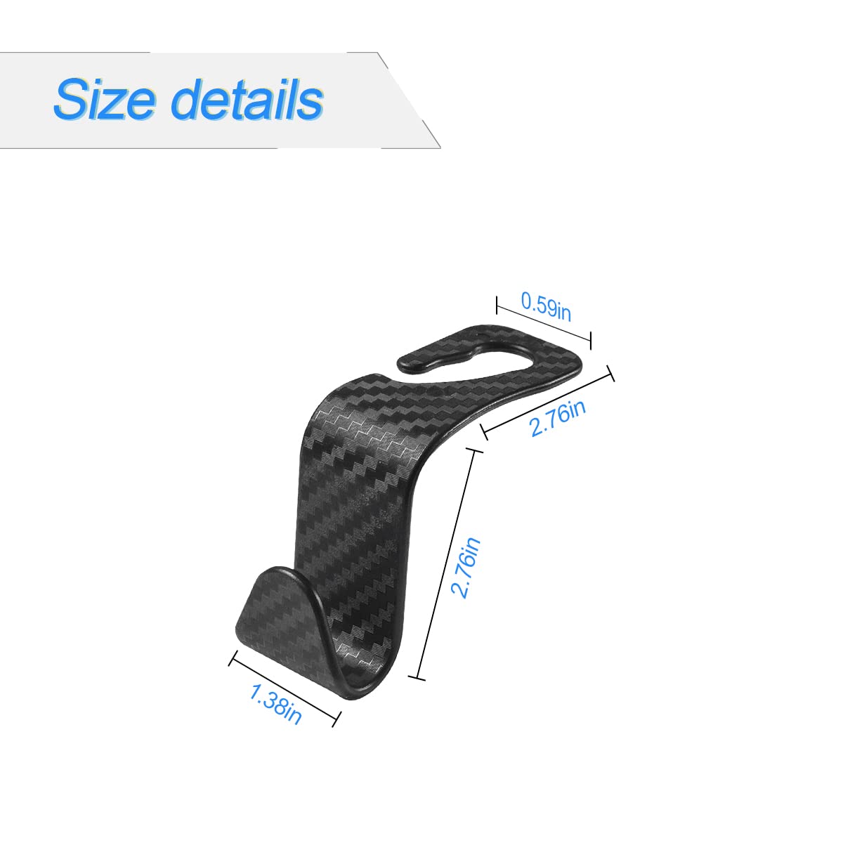 Hanemia Car Back Seat Headrest Hooks, 4 Pack Carbon Fiber Stylish Back Seat Hanger For Car Handbag Clothes Coats Grocery Bags, C