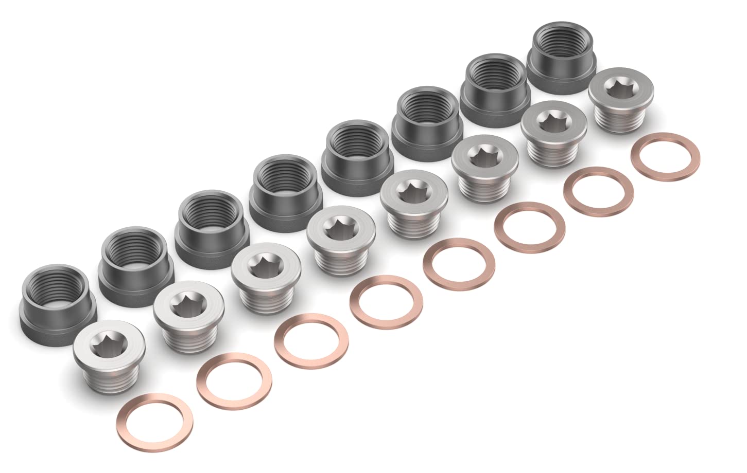 O2 Oxygen Sensor Fitting Plug And Bung Kits With Copper Washer M18X1.5 - Universal Fit (8 Pack - M18X1.5)
