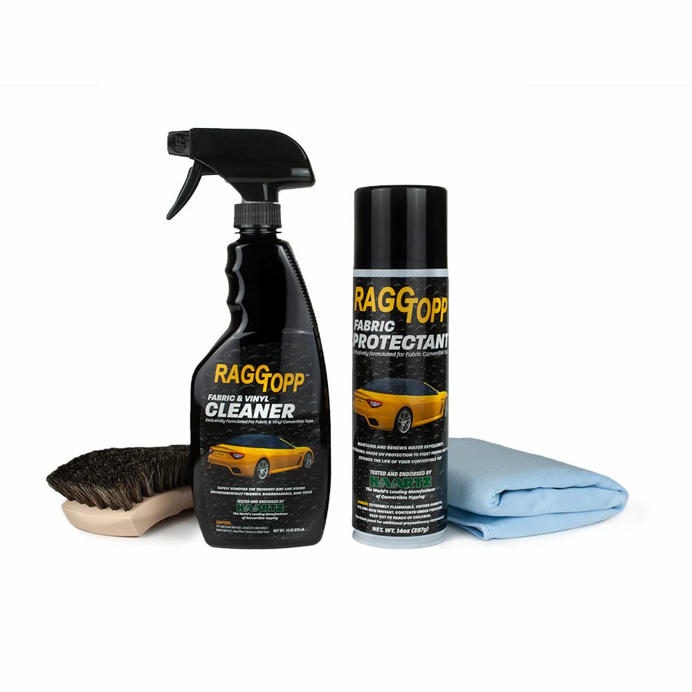 Raggtopp Fabric Convertible Top Cleaner & Protectant Kit With Brush & Glass Towel