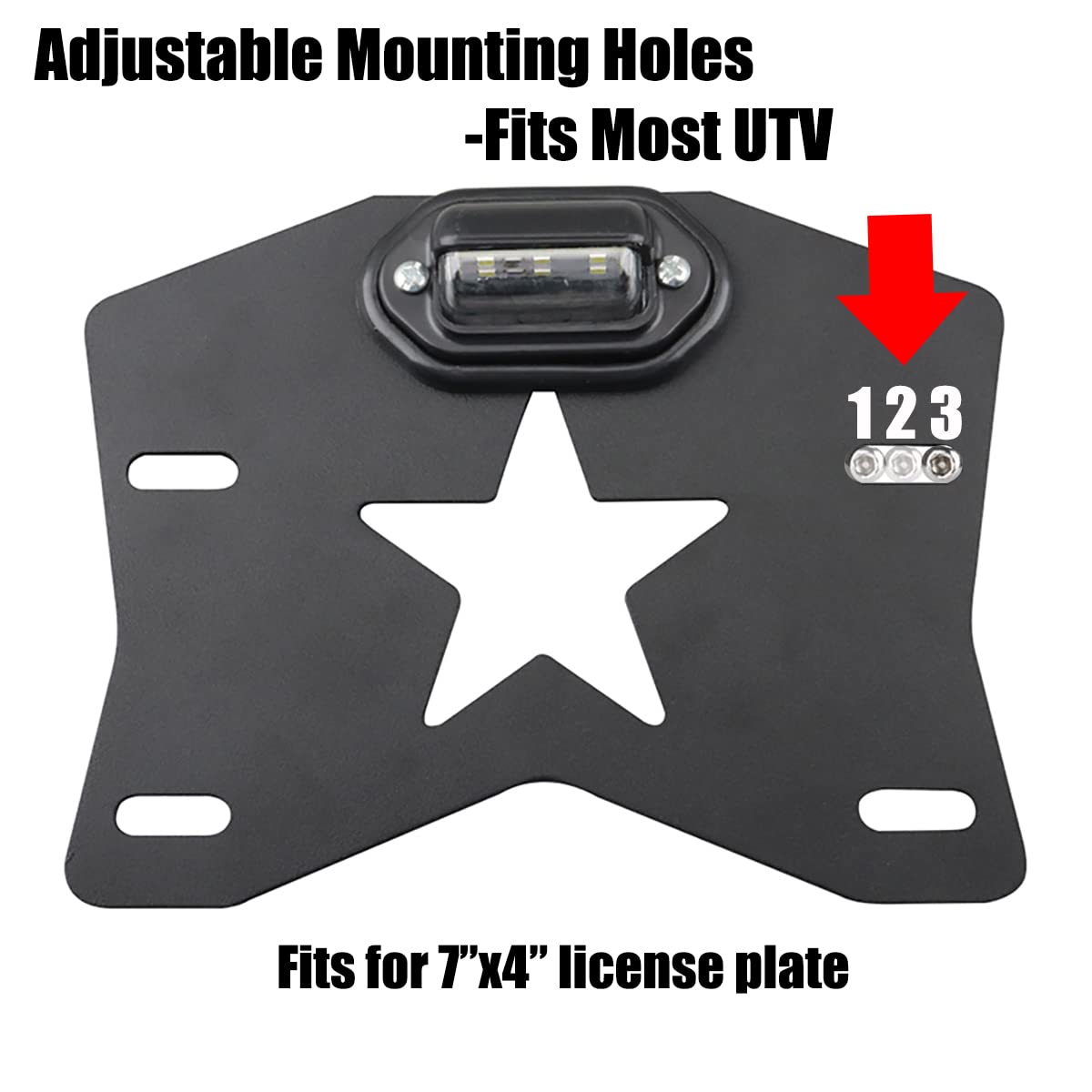 Pikioraz Utv License Plate Bracket, Rzr License Plate Holder With Led Light, Aluminum Universal License Plate Frame Mount For Po