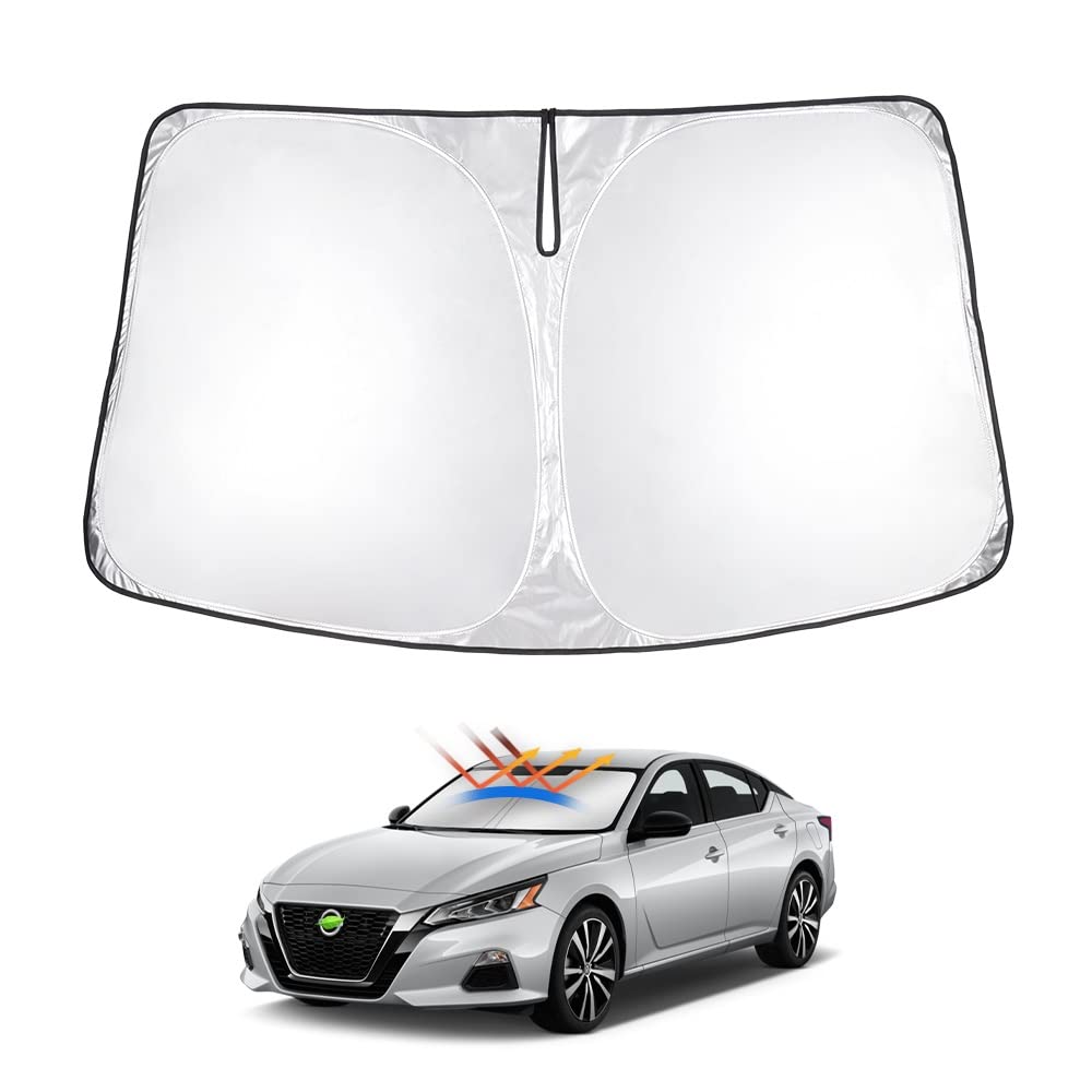 T Tgbros Windshield Sun Shade Custom Fit For 2019-2023 2024 2025 Nissan Altima Accessories Foldable Sun Shield Reflective Polyes