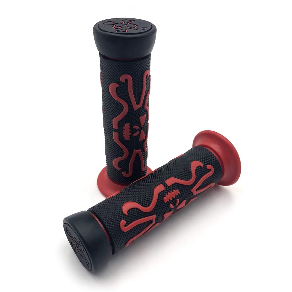 Httmt Xh4089-Red-22 Skull Grips Red Quad Atv (7/8 Inches Both Side)