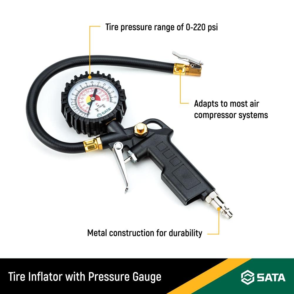 Sata Tire Inflator With Pressure Gauge - St98100U