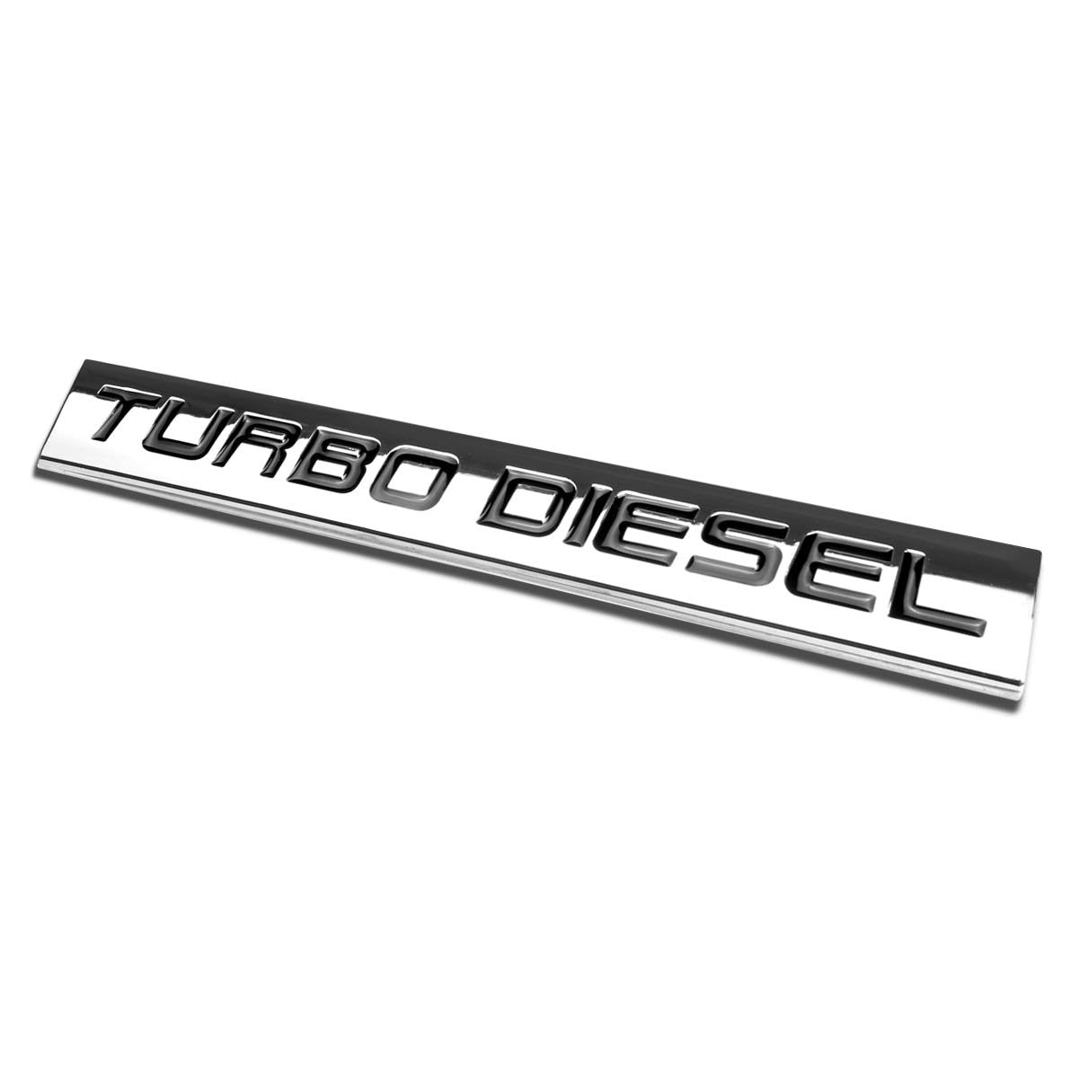 Auto Dynasty Chrome Finish Metal Emblem Turbo Diesel Badge, (Black Letter)